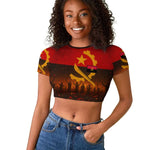 Angola Raglan Cropped T shirt Red Black Yellow Grunge - African Pride