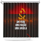 Angola Shower Curtain Red Black Yellow Grunge - African Pride