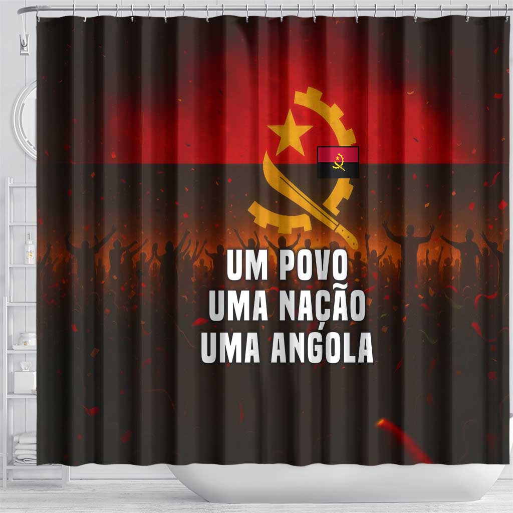Angola Shower Curtain Red Black Yellow Grunge - African Pride