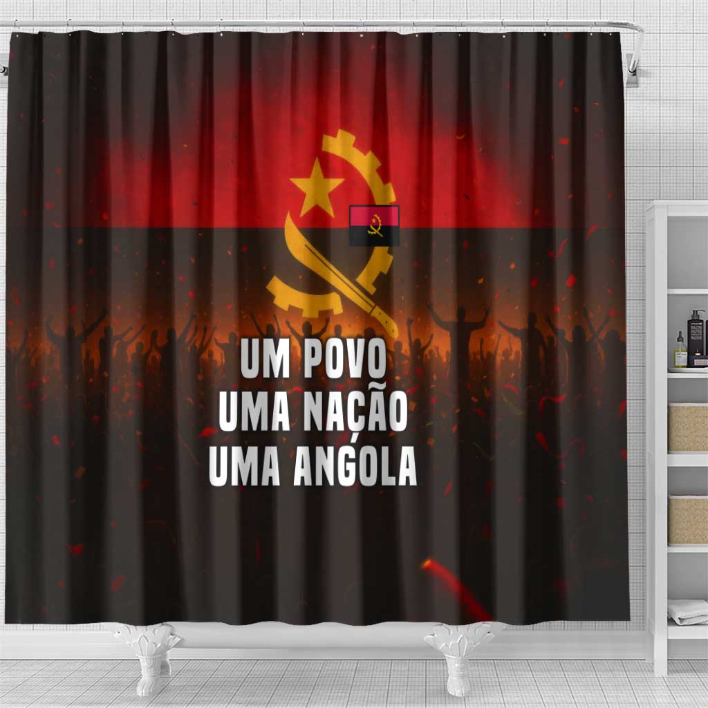 Angola Shower Curtain Red Black Yellow Grunge - African Pride