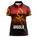 Angola Women Polo Shirt Red Black Yellow Grunge - African Pride