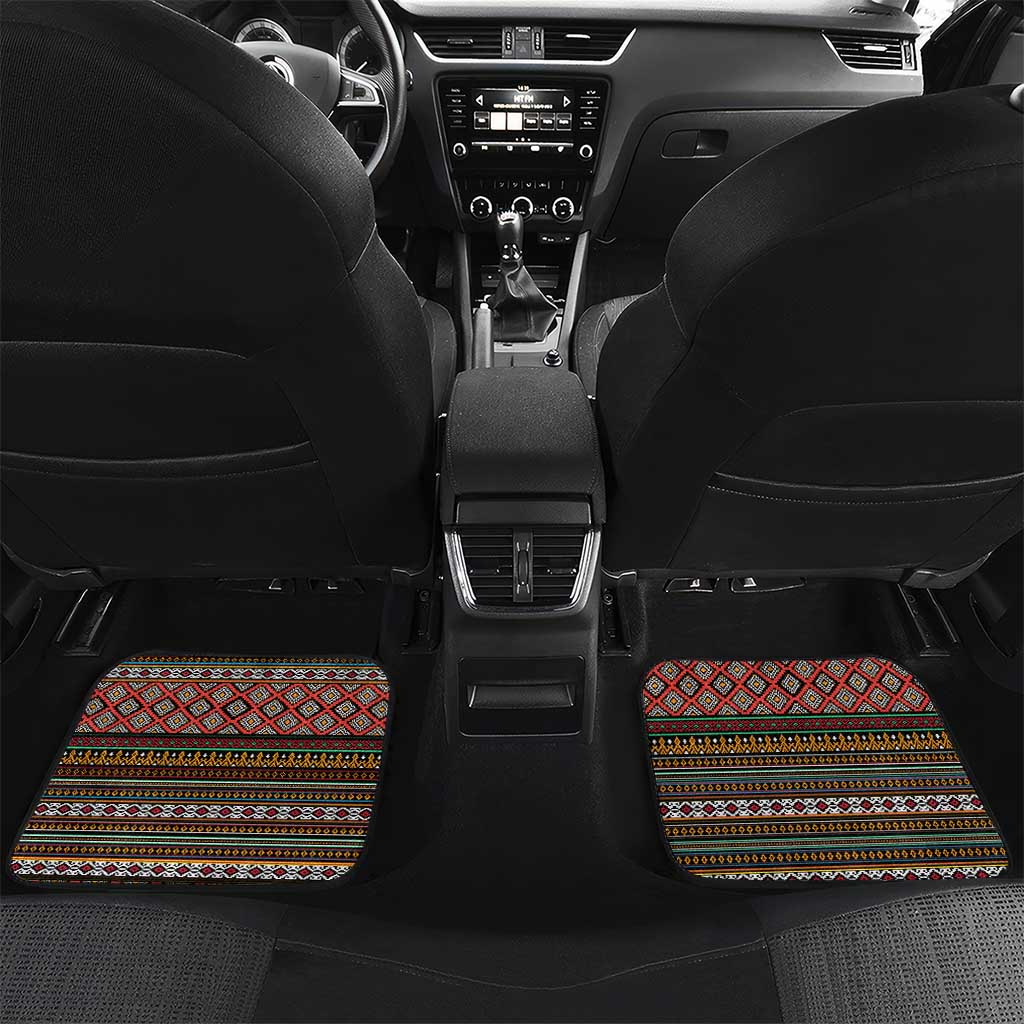 Angola Car Mats Red Black Yellow Tribal and Elephant - African Pride