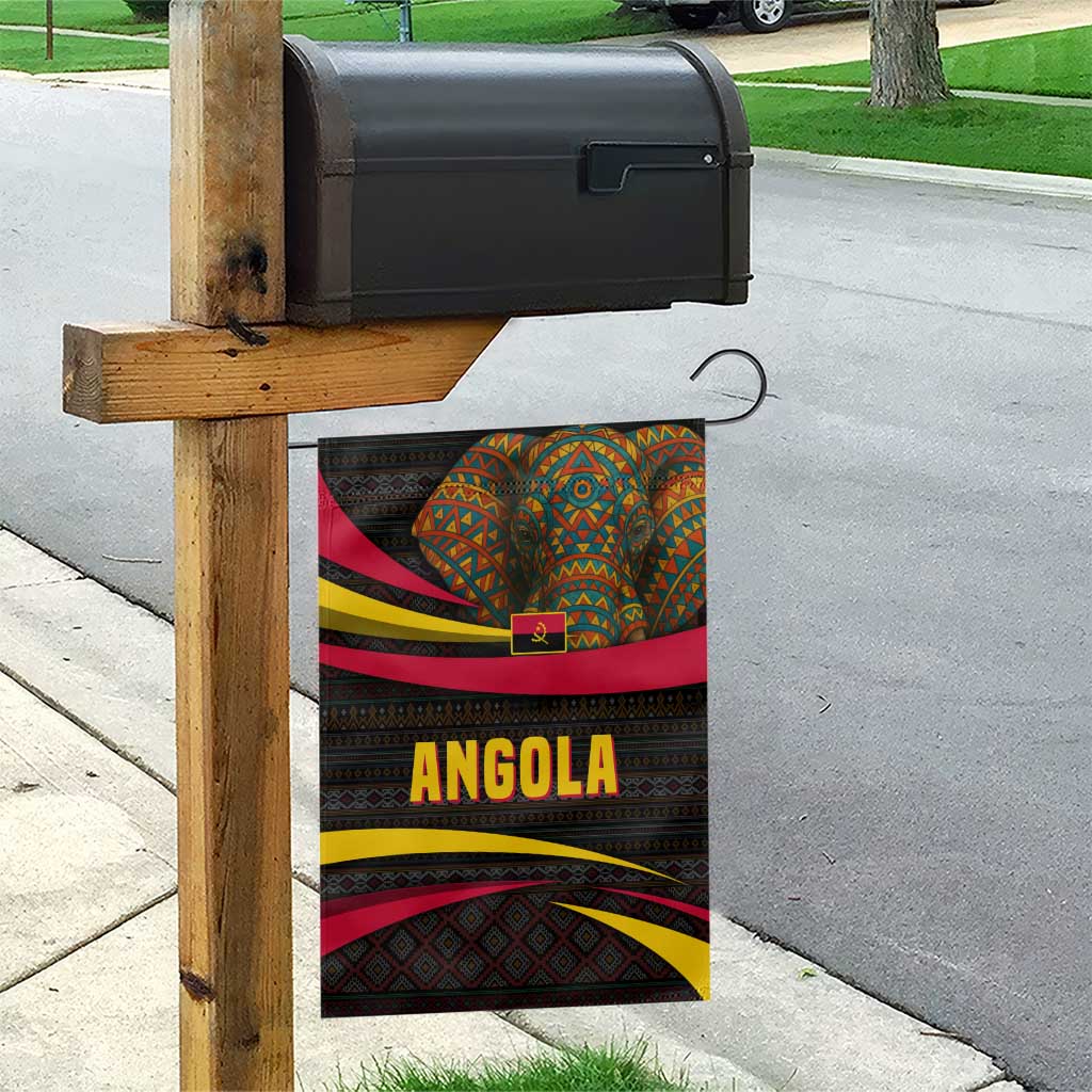 Angola Garden Flag Red Black Yellow Tribal and Elephant - African Pride
