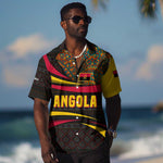 Angola Hawaiian Shirt Red Black Yellow Tribal and Elephant - African Pride