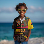 Angola Kid Hawaiian Shirt Red Black Yellow Tribal and Elephant - African Pride