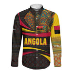 Angola Long Sleeve Button Shirt Red Black Yellow Tribal and Elephant - African Pride