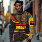 Angola Long Sleeve Shirt Red Black Yellow Tribal and Elephant - African Pride