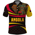 Angola Polo Shirt Red Black Yellow Tribal and Elephant - African Pride