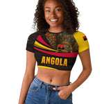 Angola Raglan Cropped T shirt Red Black Yellow Tribal and Elephant - African Pride