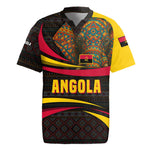 Angola Rugby Jersey Red Black Yellow Tribal and Elephant - African Pride