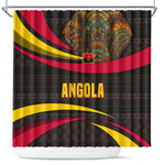 Angola Shower Curtain Red Black Yellow Tribal and Elephant - African Pride