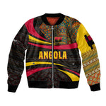 Angola Sleeve Zip Bomber Jacket Red Black Yellow Tribal and Elephant - African Pride