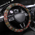 Angola Steering Wheel Cover Red Black Yellow Tribal and Elephant - African Pride