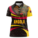 Angola Women Polo Shirt Red Black Yellow Tribal and Elephant - African Pride
