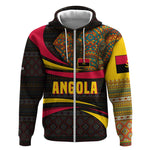 Angola Zip Hoodie Red Black Yellow Tribal and Elephant - African Pride