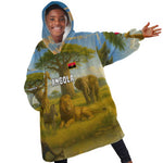 Angola Kid Wearable Blanket Hoodie Savannah Wildlife and African Animal - African Pride