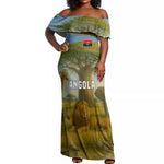 Angola Off Shoulder Maxi Dress Savannah Wildlife and African Animal - African Pride