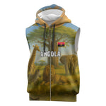 Angola Sleeveless Zip Hoodie Savannah Wildlife and African Animal - African Pride