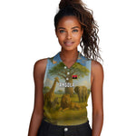 Angola Women Sleeveless Polo Shirt Savannah Wildlife and African Animal - African Pride