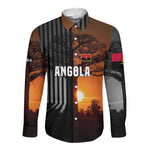 Angola Long Sleeve Button Shirt Sunset Zebra Design and African Nature - African Pride