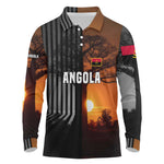 Angola Long Sleeve Polo Shirt Sunset Zebra Design and African Nature - African Pride