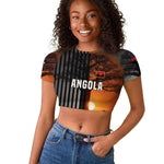 Angola Raglan Cropped T shirt Sunset Zebra Design and African Nature - African Pride