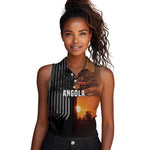 Angola Women Sleeveless Polo Shirt Sunset Zebra Design and African Nature - African Pride