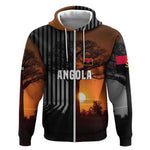 Angola Zip Hoodie Sunset Zebra Design and African Nature - African Pride