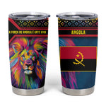 Angola Tumbler Cup Multicolor Tribal Design and Vibrant Lion - African Pride