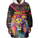 Angola Wearable Blanket Hoodie Multicolor Tribal Design and Vibrant Lion - African Pride