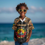 Mozambique Kid Hawaiian Shirt Black Brown Tribal Design - African Pride