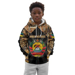 Mozambique Kid Hoodie Black Brown Tribal Design - African Pride