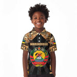 Mozambique Kid Polo Shirt Black Brown Tribal Design - African Pride