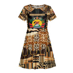 Mozambique Kid Short Sleeve Dress Black Brown Tribal Design - African Pride