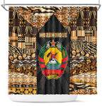 Mozambique Shower Curtain Black Brown Tribal Design - African Pride