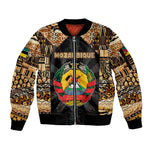 Mozambique Sleeve Zip Bomber Jacket Black Brown Tribal Design - African Pride