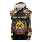 Mozambique Sleeveless Zip Hoodie Black Brown Tribal Design - African Pride