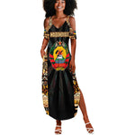 Mozambique Summer Maxi Dress Black Brown Tribal Design - African Pride