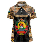 Mozambique Women Polo Shirt Black Brown Tribal Design - African Pride
