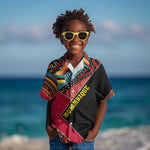 Mozambique Kid Hawaiian Shirt Red Black Geometric Design and Tribal Pattern - African Pride
