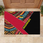 Mozambique Rubber Doormat Red Black Geometric Design and Tribal Pattern - African Pride