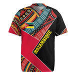 Mozambique Rugby Jersey Red Black Geometric Design and Tribal Pattern - African Pride