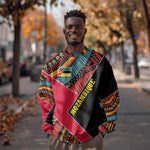Mozambique Sweatshirt Red Black Geometric Design and Tribal Pattern - African Pride