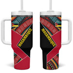 Mozambique Tumbler With Handle Red Black Geometric Design and Tribal Pattern - African Pride