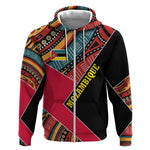 Mozambique Zip Hoodie Red Black Geometric Design and Tribal Pattern - African Pride
