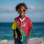 Mozambique Kid Hawaiian Shirt Red Yellow Green Wave Design - African Pride