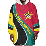 Mozambique Wearable Blanket Hoodie Red Yellow Green Wave Design - African Pride