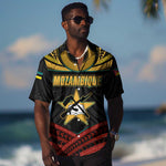 Mozambique Hawaiian Shirt Black Red Tribal Design Map - African Pride