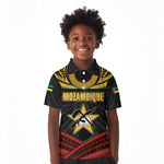 Mozambique Kid Polo Shirt Black Red Tribal Design Map - African Pride