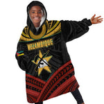 Mozambique Kid Wearable Blanket Hoodie Black Red Tribal Design Map - African Pride